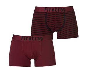 Firetrap Men 2 Pack Trunks - Wine/Stripe