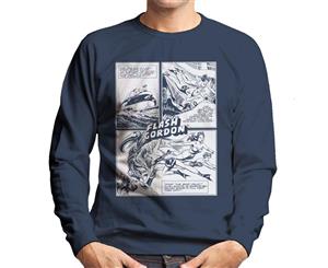 Flash Gordon Dale Holiday Comic Strip Men's Sweatshirt - Navy Blue