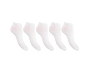 Floso Womens/Ladies Trainer Socks (Pack Of 5) (White) - W452