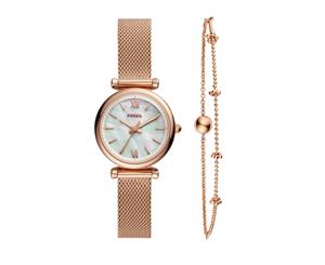 Fossil Mini Carlie Rose Gold Watch Set with Bracelet ES4443SET Mother Of Pearl|Stainless Steel 3 Hands