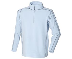 Front Row Mens 1/4 Zip Microfleece Top (Light Blue/Navy) - RW509