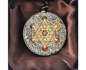 Gaias Treasures Metatron Cube Merkaba 7 chakras with Crystals Stones Orgone Pendant Generator Energy Accumulator EMF Protection