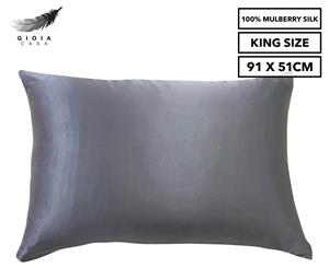 Gioia Casa Two-Sided King Size 100% Mulberry Silk Pillowcase - Charcoal