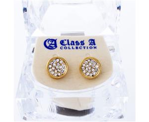 Gold Bling Iced Out Earrings - ROUND 10mm - Gold