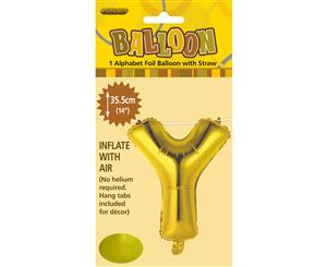 Gold Y Alphabet Foil Balloon 35cm