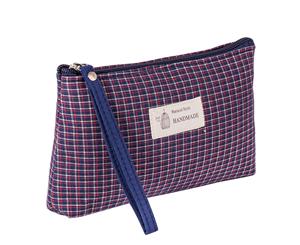 Grid Travel Toiletry Bag for Women - Blue