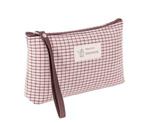 Grid Travel Toiletry Bag for Women - Pink