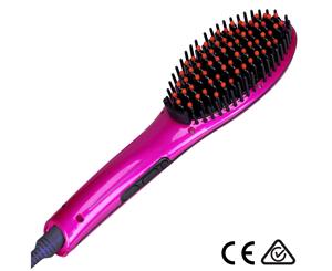 Hair Straightener Brush Automatic Lcd Straightening Comb Iron Au Ceramic Purple