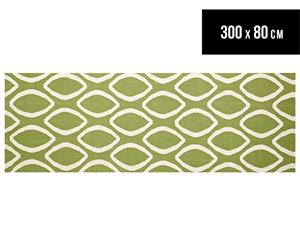 Hannah Pure Wool Flatweave 300x80cm Small Runner - Green