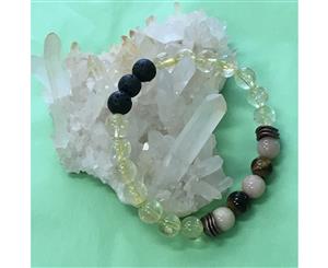 Happiness Aromatherapy Lava Diffuser Bracelet - Citrine Tigers Eye and Sunstone