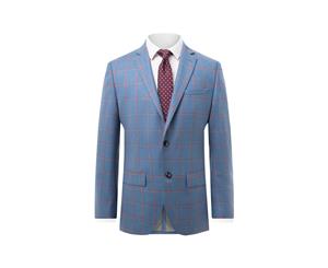 Holland & Sherry Mens Blue Suit Jacket Regular Fit 100% Wool Windowpane Check