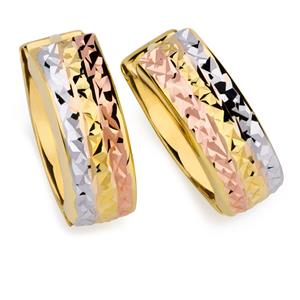 Hoop Earrings in 10ct Yellow White & Rose Gold