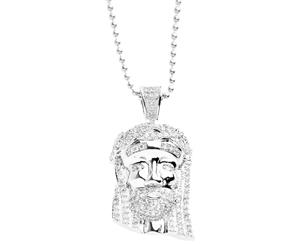 Iced Out Bling Micro Pave Chain - MINI JESUS II silver - Silver