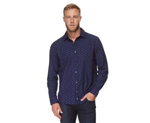 Ike Behar Men's Long Sleeve Dot Shirt - Indigo Blue