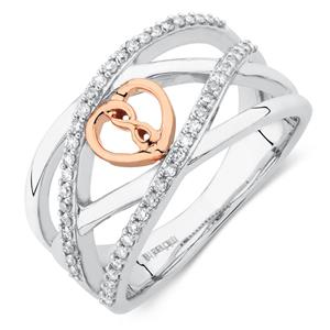 Infinitas Ring with 1/4 Carat TW of Diamonds in 10ct Rose Gold & Sterling Silver