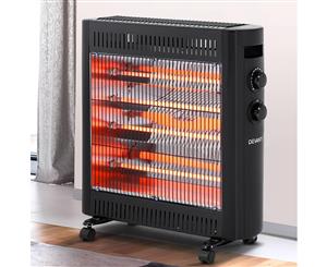 Infrared Radiant Heater Electric Space Panel Heater Convection Heat Portable w/ Wheels Thermostat Setting Home Office Room Heating 2200W Black