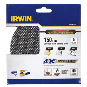 Irwin 150mm 40 Grit Orbital Sanding Disc - 5 Pack