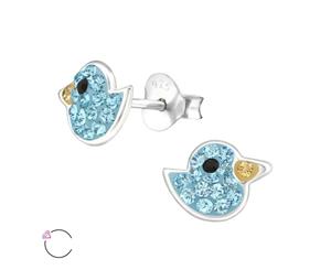 Kid's Sterling Silver Bird's Ear Studs Swarovski Crystals