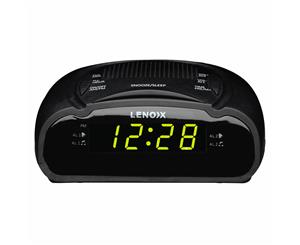 Lenoxx AM/FM Station Radio Digital LED Dual Alarm Clock Sounds Snooze/Sleep BLK