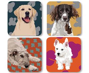 Leslie Gerry Dog Coasters Set of 4 Labrador Spaniel Wolfhound & Westie