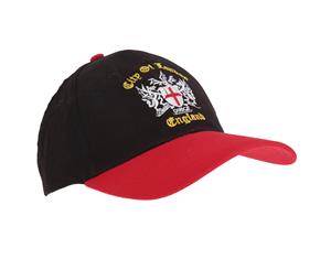 London England Baseball Cap With Adjustable Strap (Black/Red) - C233