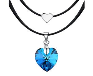 Love To Bermuda Blue Heart Necklace Embellished with Swarovski crystals-White Gold/Vitral Light