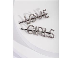 Lovisa Gunmetal Love Girls Diamante Hair Clip Pack