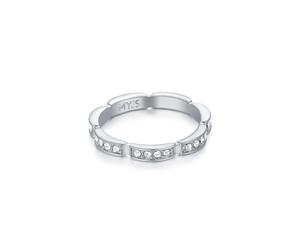 Maillon Link Ring with Swarovski Crystals Rhodium Plated