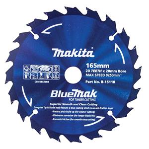 Makita 165mm 24T TCT Circular Saw Blade for Wood Cutting - BLUEMAK