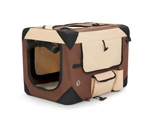 Medium Pet Dog Cat Soft Crate Folding Puppy Travel Cage - Brown