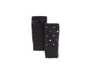 Minnie Rose Womens Cashmere Embellished Fingerless Gloves