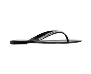 Miso Women Ladies Jelly Bow Sandals - Black Diamante