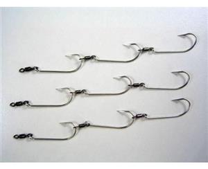 Mustad Pre-Rigged Deluxe Swivel Gang Hooks 3/0 X 3 Sets