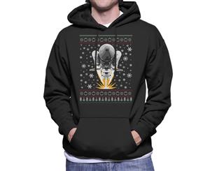 NASA Shuttle Launch Christmas Knit Pattern Men's Hooded Sweatshirt - Black