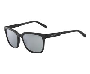 Nautica Men's N6227S Polarised Sunglasses - Matte Black/Silver Flash