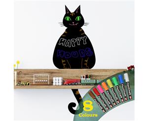 Nursery Cat Blackboard Wall Stickers with Marker Bright Colour Liquid Chalks Pen