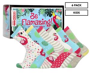 Odd Socks Girls' One Size Be Flamazing! Crew Socks 6-Pack - Multi