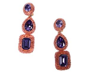 Oscar de la Renta Rhinestone Earring - Coral