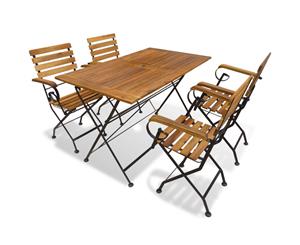 Outdoor Dining Set 5 Piece Acacia Wood Patio Foldable Table Chairs