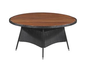 Outdoor Dining Table Poly Rattan and Solid Acacia Wood 150x74cm Garden