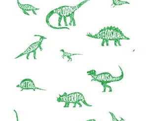 Over the Rainbow Dino Dictionary Wallpaper Green (90902)