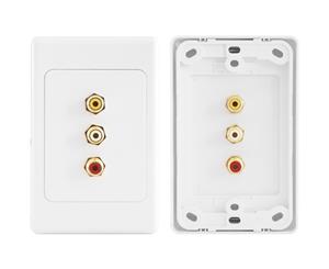 PRO1121 Pro2 Composite AV Wall Plate Straight Through RCA 3X Gold-Plated RCA Connections COMPOSITE AV WALL PLATE