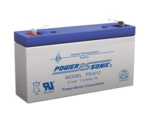 PS612 POWER SONIC 6V 1.4Amp Sla Battery F1 Terminal Sealed Lead Acid Size97 X 24 X 51 Weight300G 97 x 24 x 51 Weight300g