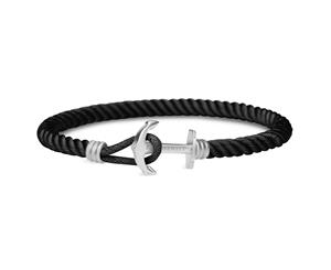 Paul Hewitt PHrep Lite Nylon Silver Anchor Black Bracelet