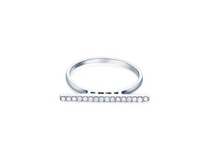 Pave Bar Statement Ring in Sterling Silver Rhodium Plated