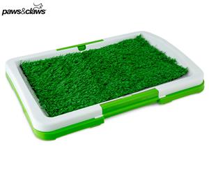 Paws & Claws Toilet Training Tray w/ Grass - White/Green