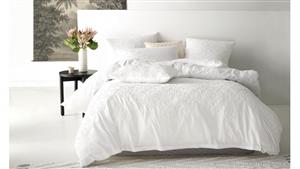 Penelope White Super King Quilt Cover Set