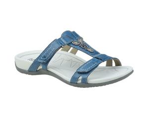 Planet Shoes Womens Comfort Surf Casual Slide Sandal in Blue Leather