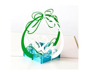 Pop Up 3d Handmade Vintage Swan Greeting Card for Lovers