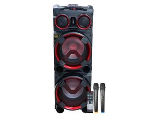 Portable Bluetooth Party Speaker Tower with Flashing Lights Dual Wireless Microphones LG103B